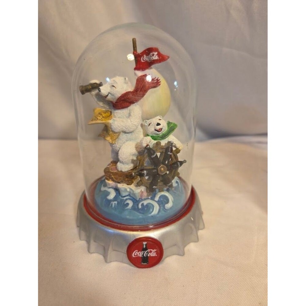 Coca-Cola Polar Bears North Pole or Bust Dome Figurine Limited Edition 1998